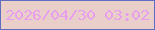 文字の大きさ：2、枠の色：606ec1、背景の色：eaceca、文字の色：e79eed 無料ブログパーツのブログ時計