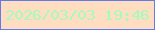 文字の大きさ：1、枠の色：607ce9、背景の色：feddc0、文字の色：a5fbbf 無料ブログパーツのブログ時計