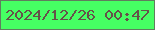 文字の大きさ：3、枠の色：607d5e、背景の色：46ff63、文字の色：655249 無料ブログパーツのブログ時計