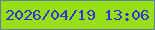 文字の大きさ：2、枠の色：608197、背景の色：96df13、文字の色：3034d4 無料ブログパーツのブログ時計