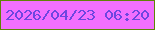 文字の大きさ：3、枠の色：608406、背景の色：f26ffe、文字の色：6e46e0 無料ブログパーツのブログ時計