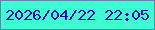 文字の大きさ：3、枠の色：6084ad、背景の色：3ffdd3、文字の色：0809b2 無料ブログパーツのブログ時計