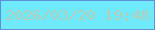 文字の大きさ：2、枠の色：608ed7、背景の色：6eeafa、文字の色：b7ccb4 無料ブログパーツのブログ時計