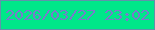 文字の大きさ：2、枠の色：6093ab、背景の色：00e789、文字の色：797bcb 無料ブログパーツのブログ時計