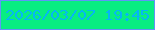 文字の大きさ：5、枠の色：6094f7、背景の色：08ed82、文字の色：05b6f5 無料ブログパーツのブログ時計