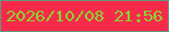 文字の大きさ：5、枠の色：609880、背景の色：f82a4a、文字の色：88d52f 無料ブログパーツのブログ時計