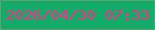 文字の大きさ：4、枠の色：60a075、背景の色：12ab67、文字の色：fd308d 無料ブログパーツのブログ時計