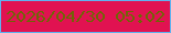 文字の大きさ：5、枠の色：60b1ee、背景の色：e11251、文字の色：706506 無料ブログパーツのブログ時計