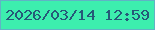 文字の大きさ：3、枠の色：60b3c5、背景の色：3deeae、文字の色：265978 無料ブログパーツのブログ時計