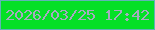 文字の大きさ：3、枠の色：60b4b5、背景の色：04e026、文字の色：a6aabf 無料ブログパーツのブログ時計