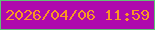 文字の大きさ：2、枠の色：60c176、背景の色：ae09ad、文字の色：fa9624 無料ブログパーツのブログ時計