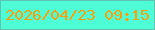 文字の大きさ：3、枠の色：60c4b2、背景の色：4efcd5、文字の色：fb9e0a 無料ブログパーツのブログ時計