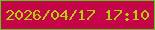文字の大きさ：1、枠の色：60c626、背景の色：c60548、文字の色：afd20a 無料ブログパーツのブログ時計