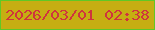 文字の大きさ：3、枠の色：60c826、背景の色：c6ae12、文字の色：cf353d 無料ブログパーツのブログ時計