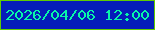 文字の大きさ：5、枠の色：60cc00、背景の色：051db9、文字の色：08f6a9 無料ブログパーツのブログ時計