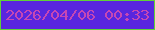 文字の大きさ：4、枠の色：60d237、背景の色：5926de、文字の色：c647b4 無料ブログパーツのブログ時計