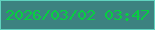 文字の大きさ：5、枠の色：60d3bf、背景の色：3c8280、文字の色：07cf40 無料ブログパーツのブログ時計
