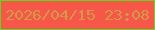 文字の大きさ：4、枠の色：60d91d、背景の色：f65749、文字の色：d59748 無料ブログパーツのブログ時計