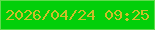 文字の大きさ：1、枠の色：60da4d、背景の色：02cf09、文字の色：cabf29 無料ブログパーツのブログ時計