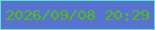 文字の大きさ：2、枠の色：60e2c8、背景の色：5772d1、文字の色：55bd0d 無料ブログパーツのブログ時計