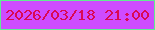 文字の大きさ：3、枠の色：60eb92、背景の色：ce4bff、文字の色：da0853 無料ブログパーツのブログ時計