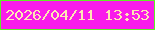 文字の大きさ：2、枠の色：60ee26、背景の色：f91ceb、文字の色：fee7b4 無料ブログパーツのブログ時計