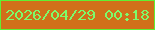 文字の大きさ：4、枠の色：60ef33、背景の色：d0701a、文字の色：7dfb6b 無料ブログパーツのブログ時計