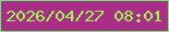 文字の大きさ：5、枠の色：60f06a、背景の色：aa2d87、文字の色：99fd49 無料ブログパーツのブログ時計