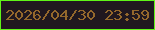 文字の大きさ：4、枠の色：60f418、背景の色：20181f、文字の色：94682c 無料ブログパーツのブログ時計