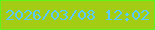 文字の大きさ：2、枠の色：60f41d、背景の色：a2cd14、文字の色：5bcbfe 無料ブログパーツのブログ時計