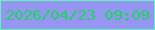 文字の大きさ：4、枠の色：60f5b9、背景の色：9696f2、文字の色：19d65f 無料ブログパーツのブログ時計
