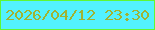 文字の大きさ：4、枠の色：60f734、背景の色：53f2fe、文字の色：a1b331 無料ブログパーツのブログ時計
