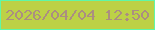 文字の大きさ：2、枠の色：60f7a7、背景の色：bdd146、文字の色：ab8e81 無料ブログパーツのブログ時計