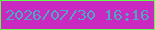文字の大きさ：5、枠の色：60ff47、背景の色：c929c0、文字の色：4ca8be 無料ブログパーツのブログ時計