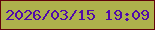 文字の大きさ：2、枠の色：61030b、背景の色：aeb24c、文字の色：500aaa 無料ブログパーツのブログ時計