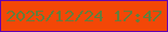 文字の大きさ：1、枠の色：6103b3、背景の色：f34707、文字の色：647d3c 無料ブログパーツのブログ時計