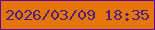 文字の大きさ：2、枠の色：61059d、背景の色：e57509、文字の色：51207a 無料ブログパーツのブログ時計