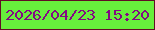 文字の大きさ：1、枠の色：610d25、背景の色：67ef3c、文字の色：830a83 無料ブログパーツのブログ時計