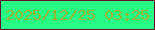 文字の大きさ：5、枠の色：610e32、背景の色：27fb83、文字の色：8bb935 無料ブログパーツのブログ時計