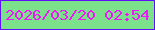 文字の大きさ：3、枠の色：610ff8、背景の色：7be18b、文字の色：ed16fd 無料ブログパーツのブログ時計