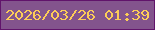 文字の大きさ：1、枠の色：61146b、背景の色：83548d、文字の色：fdcd57 無料ブログパーツのブログ時計