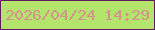 文字の大きさ：2、枠の色：611a5f、背景の色：b4e46b、文字の色：d6928c 無料ブログパーツのブログ時計