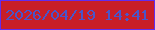 文字の大きさ：4、枠の色：612def、背景の色：c81e28、文字の色：4955c9 無料ブログパーツのブログ時計