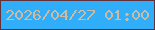 文字の大きさ：5、枠の色：61323a、背景の色：31aefa、文字の色：cebba1 無料ブログパーツのブログ時計