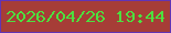 文字の大きさ：1、枠の色：6134b4、背景の色：a63d37、文字の色：4de03f 無料ブログパーツのブログ時計
