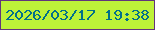 文字の大きさ：4、枠の色：61357c、背景の色：bdf238、文字の色：01708a 無料ブログパーツのブログ時計