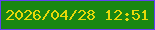 文字の大きさ：3、枠の色：6140f2、背景の色：198712、文字の色：e8d909 無料ブログパーツのブログ時計