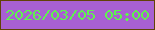文字の大きさ：3、枠の色：614207、背景の色：a860d2、文字の色：5ef44e 無料ブログパーツのブログ時計