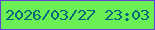 文字の大きさ：4、枠の色：6142d4、背景の色：6af054、文字の色：066579 無料ブログパーツのブログ時計