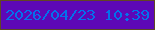 文字の大きさ：5、枠の色：614624、背景の色：5d08b7、文字の色：0371ec 無料ブログパーツのブログ時計